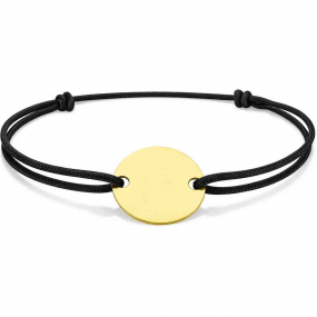 Bracelet cordon noir avec jeton similaire