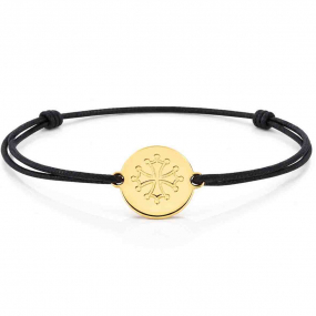 Bracelet cordon noir motif croix similaire