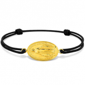 Bracelet cordon noir motif vierge similaire