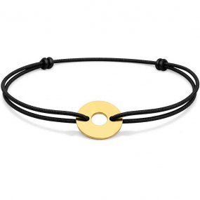 Bracelet cordon noir avec jeton similaire