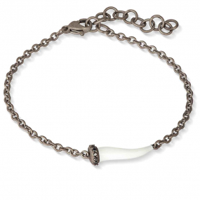 Bracelet corne blanche Mano J en titane et diamants noirs