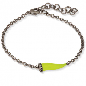 Bracelet corne jaune Mano J en titane et diamants noirs