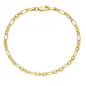 Bracelet en argent plaqu or jaune avec maillons nervurs - Naiomy