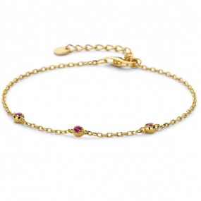 Bracelet en argent plaqué or jaune et oxydes rouges - Naiomy