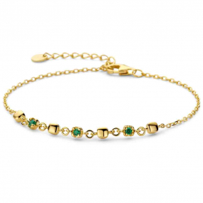 Bracelet en argent plaqué or jaune et oxydes verts - Naiomy