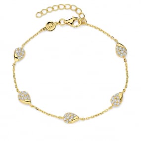 Bracelet en argent plaqu or motifs avec oxydes - Naiomy