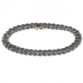Bracelet Gourmette Mano J en titane et Diamants Noirs