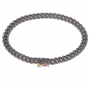 Bracelet Gourmette Mano J en titane et or et diamants noirs