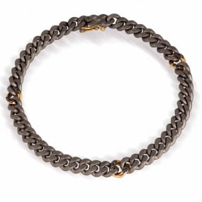 Bracelet Gourmette Mano J en titane et or et diamants noirs