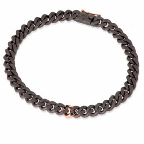 Bracelet Gourmette Mano J en titane et or et diamants noirs