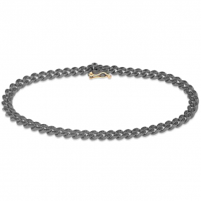 Bracelet Gourmette Mano J en titane -  or et Diamants Noirs