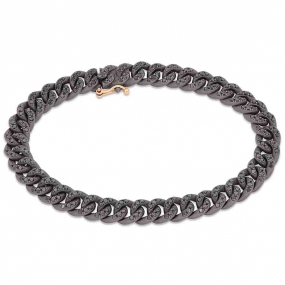 Bracelet Gourmette Mano J en titane -  or et Diamants Noirs