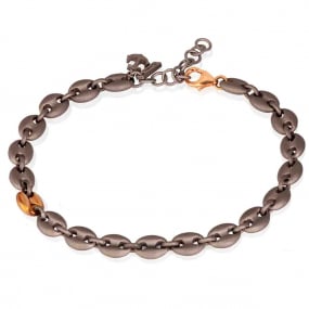 bracelet Homme Mano J homme Grain de Caf - titane et or 9 kt - diamant noir
