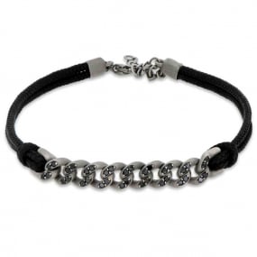 Bracelet Homme Gourmette Mano J en titane et Or serti de diamants noirs