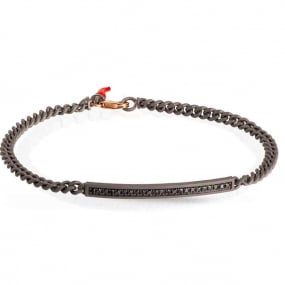 Bracelet Homme Mano J en titane et Or serti de diamants noirs