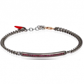 Bracelet Homme Mano J en titane et Or serti de Rubis