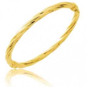 Bracelet jonc ouvrant torsad or jaune en rduction