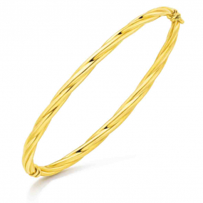 Bracelet jonc ouvrant torsad� or jaune en r�duction