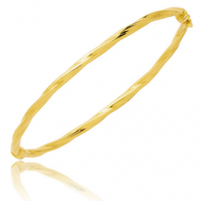 Bracelet jonc ouvrant torsad� or jaune en r�duction