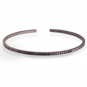 Bracelet Mano J - Titane et Diamants Noirs