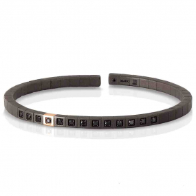 Bracelet Mano J - Titane et Diamants Noirs