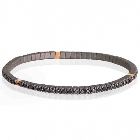 Bracelet Mano J - Titane et Diamants Noirs