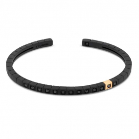 Bracelet Titane Noir -Or - Diamants Noirs - Mano J