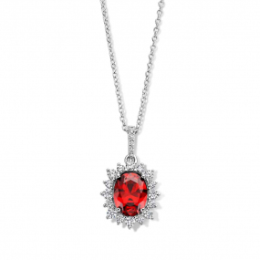 Chane et pendentif Argent avec zirconium  rouge et blanc - Naiomy
