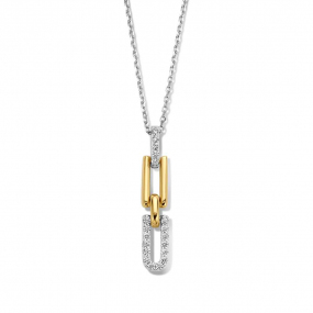 Chane et pendentif Argent bicolore serti de zirconium Naiomy