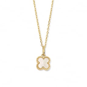 Chane et pendentif Argent plaqu or motif fleur avec nacre- Naiomy