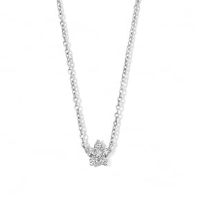 Chane et pendentif Argent serti de Zirconium motif fleur - Naiomy