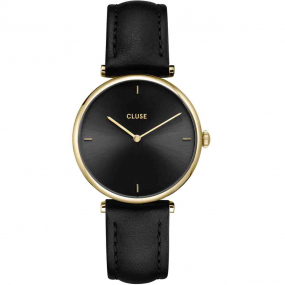 Cluse Triomphe Watch Leather, Black, Gold colour  - 33 mm - CW10404