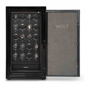 Coffre Montre et bijoux Wolf 1834 -ATLAS  20 Piece Winder Safe - Onyx/Chrome