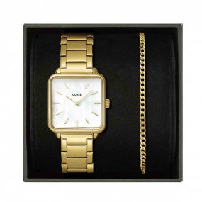 Coffret Cluse T�tragone White Pearl & Curb Chain Bracelet