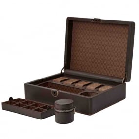 Coffret de montres- Earth 5 Piece Watch Box with Storage Wolf 1834 - Coffee