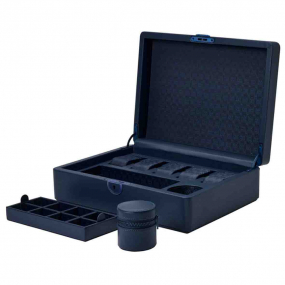 Coffret de montres- Earth 5 Piece Watch Box with Storage Wolf 1834 -Midnight blue