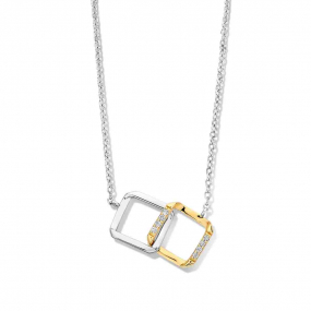 Collier Argent avec maillons de forme carre serti de zirconium - Naiomy