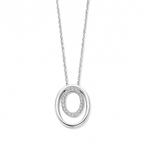 Collier Argent avec motifs ovales serti similaire