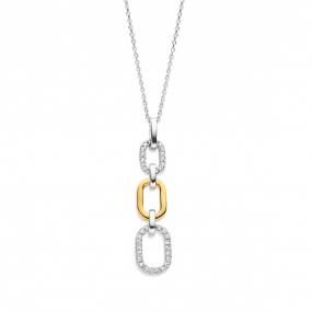 Collier Argent bicolore serti d'oxydes - similaire