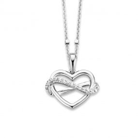 Collier Argent coeur serti de Zirconium