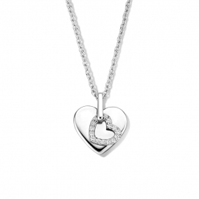 Collier Argent coeur serti de Zirconium similaire
