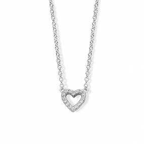 Collier Argent coeur serti de Zirconium similaire