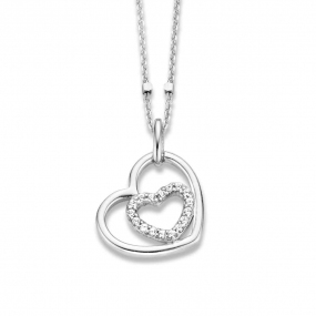 Collier Argent coeur serti de Zirconium similaire