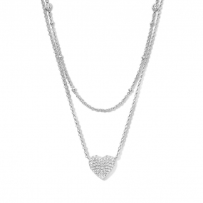 Collier Argent coeur serti de Zirconium similaire