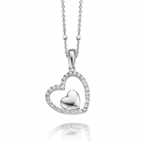 Collier Argent coeur serti de Zirconium similaire