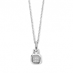 Collier Argent pendentif carr serti similaire