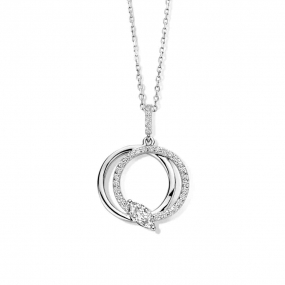 Collier Argent pendentif en forme de cercle avec oxyde de zirconium - Naiomy