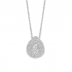 Collier argent - pendentif entourage en forme de poire oxydes - Naiomy