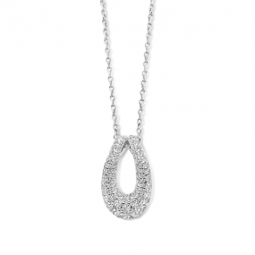 Collier Argent pendentif ovale serti similaire