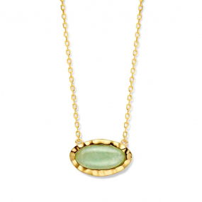 Collier Argent pendentif pierre ovale similaire
